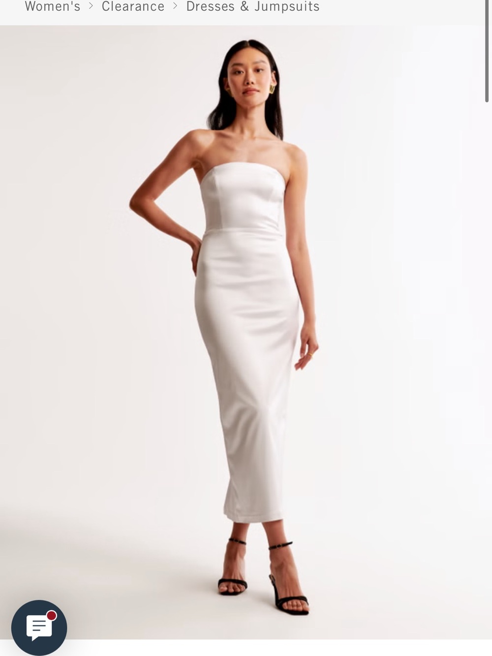 Abercrombie & Fitch Strapless White Midi Sheath Dress